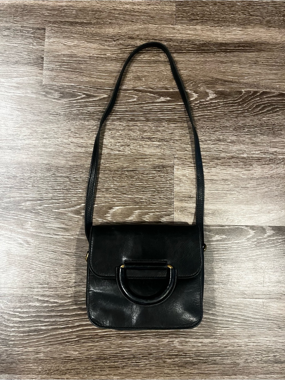 Madewell Black Leather Flap Shoulder Bag